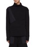 Main View - Click To Enlarge - THE VIRIDI-ANNE - Nylon Patch Raw Edged Cotton Blend Turtleneck Sweater