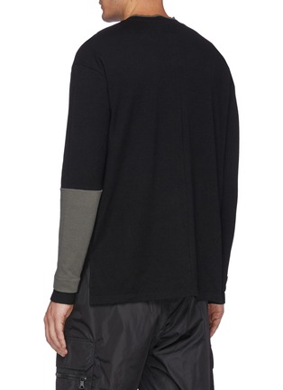 Back View - Click To Enlarge - THE VIRIDI-ANNE - Single Patched Long Sleeve Wool T-Shirt