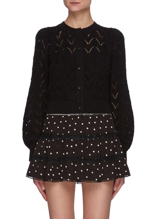 Main View - Click To Enlarge - ALICE & OLIVIA - Kitty' Puffed Sleeve Pointelle Cardigan