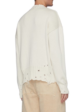 Back View - Click To Enlarge - MARNI - Distressed logo stitched neck sweater