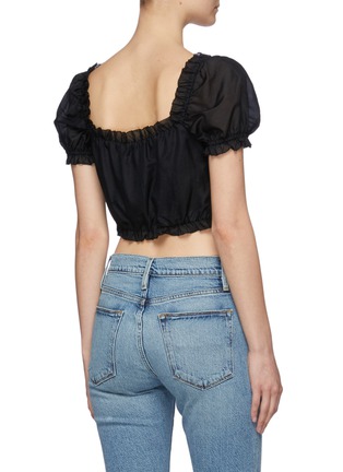 Back View - Click To Enlarge - ALICE & OLIVIA - 'Peggy' ruffle trim button down crop top