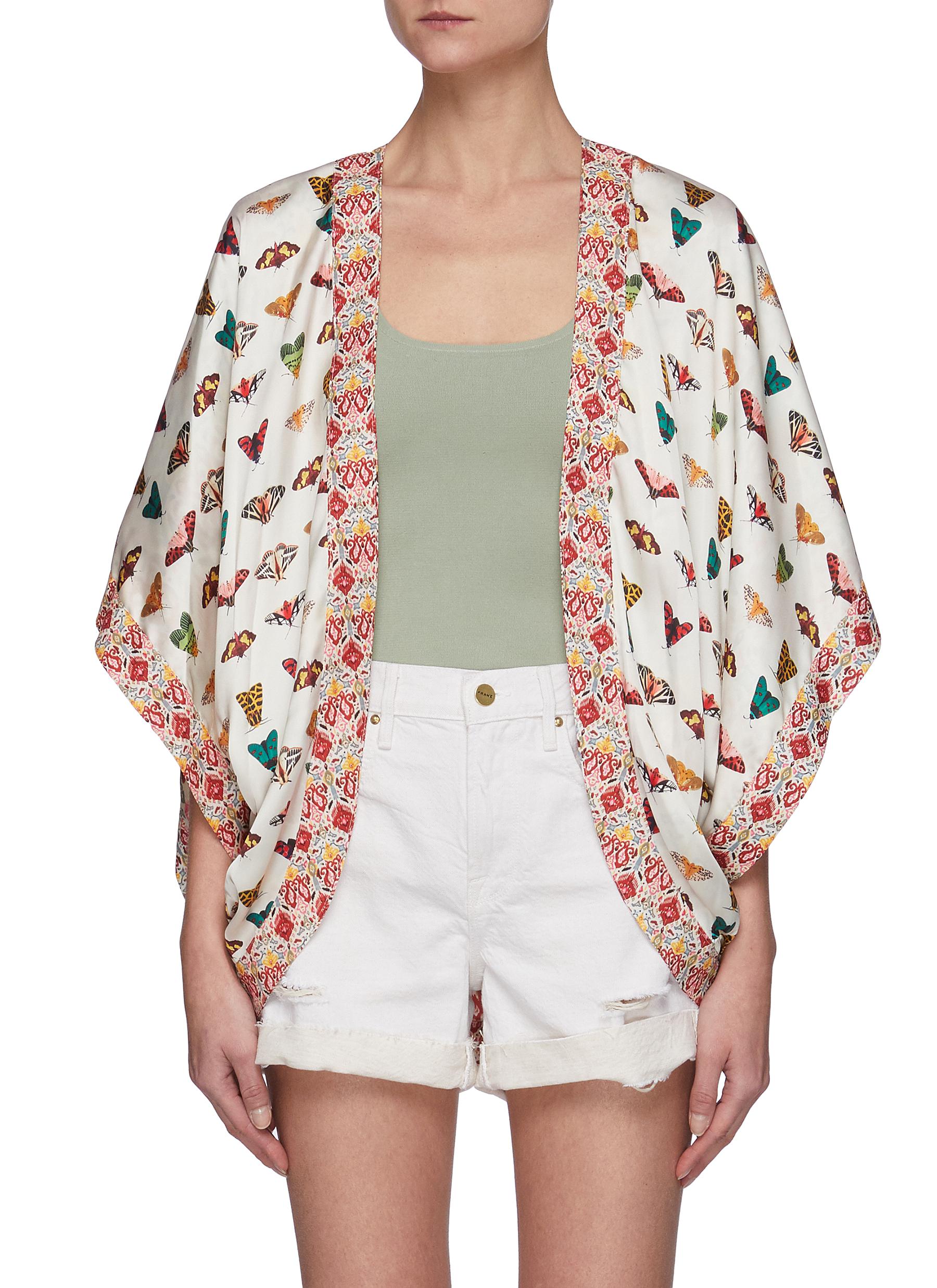 Tracy' Reversible Floral Butterfly Print Kimono Jacket