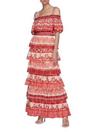 Figure View - Click To Enlarge - ALICE & OLIVIA - Valencia' Off-shoulder Floral Tiered Maxi Dress