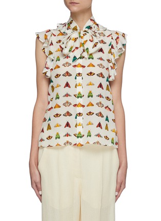 Main View - Click To Enlarge - ALICE & OLIVIA - 'Robbie' butterfly print ruffle blouse