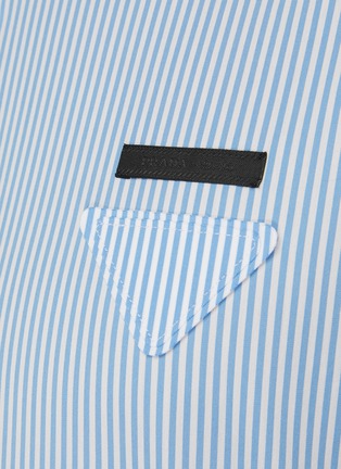  - PRADA - Tonal Triangular Patch Striped Cotton Shirt