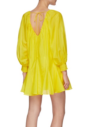 Back View - Click To Enlarge - ALICE & OLIVIA - 'Talie' Deep V-neck Puff Sleeve Mini Dress