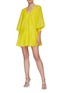 Figure View - Click To Enlarge - ALICE & OLIVIA - 'Talie' Deep V-neck Puff Sleeve Mini Dress