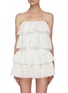 Main View - Click To Enlarge - ALICE & OLIVIA - 'Marylynn' Broderie Detail Spaghetti Strap Tier Cotton Crop Top