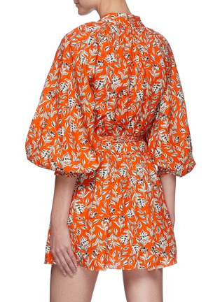 Back View - Click To Enlarge - ALICE & OLIVIA - 'Lilian' Floral Print Balloon Sleeve Belted Mini Dress
