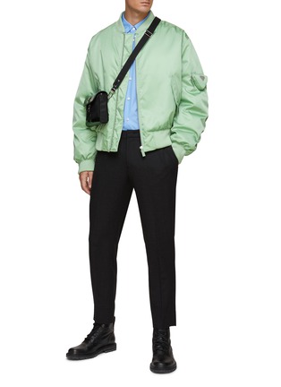 Figure View - Click To Enlarge - PRADA - Logo Plaque Pouch Oversized Re-Nylon Bomber Jacket