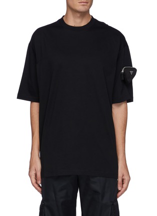 Main View - Click To Enlarge - PRADA - Oversize Triangle Pouch Cotton T-Shirt