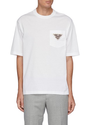 Main View - Click To Enlarge - PRADA - Oversized Conceptual Knit Triangle Logo T-shirt