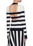 Back View - Click To Enlarge - MONSE - Sailor Striped Cut Out Merino Wool Knit Top