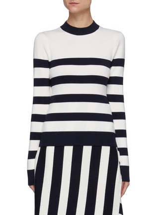 Main View - Click To Enlarge - MONSE - Sailor Striped Cut Out Merino Wool Knit Top