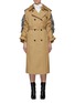 Main View - Click To Enlarge - MONSE - Drawstring Detail Plaid Back Belted Trench Coat