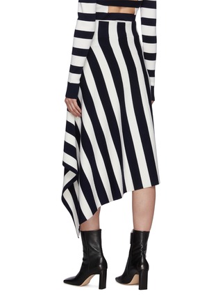 Back View - Click To Enlarge - MONSE - Sailor Striped Asymmetric Draped Merino Wool Knit Skirt