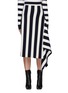 Main View - Click To Enlarge - MONSE - Sailor Striped Asymmetric Draped Merino Wool Knit Skirt