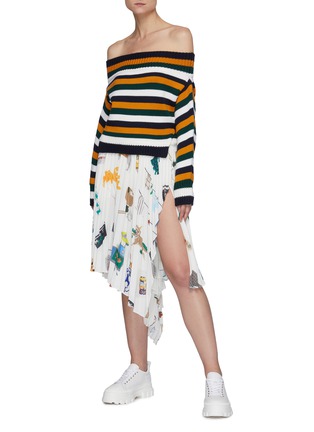 Figure View - Click To Enlarge - MONSE - NYC Scrapbook' Illustration Print Pleated Cascade Mini Skirt