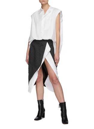 Figure View - Click To Enlarge - MONSE - Deconstructed Blazer And Shirt Asymmetric Skirt