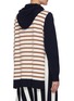 Back View - Click To Enlarge - MONSE - Collaged Stripe Rugby Shirt Merino Wool Knit Hoodie