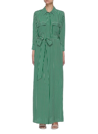 Main View - Click To Enlarge - L'AGENCE - 'Cameron' Stripe Maxi Silk Shirt Dress