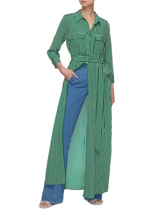 Figure View - Click To Enlarge - L'AGENCE - 'Cameron' Stripe Maxi Silk Shirt Dress