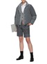 Figure View - Click To Enlarge - THOM BROWNE  - Reversible Back Tricolour Stripe Wool Cashmere Blend Puffer Jacket