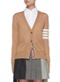 Main View - Click To Enlarge - THOM BROWNE  - Four Bar Stripe Armband Merino Wool Cardigan