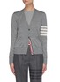 Main View - Click To Enlarge - THOM BROWNE  - Four Bar Tricolour Stripe Placket Merino Wool Cardigan