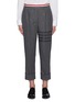 Main View - Click To Enlarge - THOM BROWNE  - Tricolour Stripe Waistband Centre Pleat Wool Cashmere Blend Crop Pants
