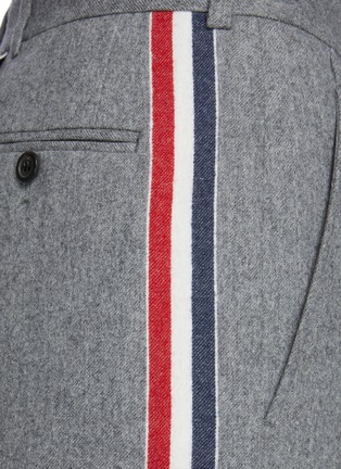  - THOM BROWNE  - Tricolour Side Stripe Roll-up Hem Wool Cashmere Blend Pants
