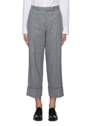 Main View - Click To Enlarge - THOM BROWNE  - Tricolour Side Stripe Roll-up Hem Wool Cashmere Blend Pants