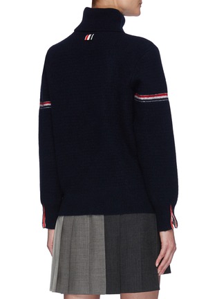 Back View - Click To Enlarge - THOM BROWNE  - Waffle stitch cashmere turtleneck sweater
