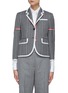 Main View - Click To Enlarge - THOM BROWNE  - Tricolour Stripe Detail Striped Single-breast Wool Blazer