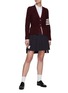 Figure View - Click To Enlarge - THOM BROWNE  - Tricolour Detail Pleated Cotton High-low Skirt