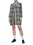 Figure View - Click To Enlarge - THOM BROWNE  - Windowpane check contrast edge wool coat
