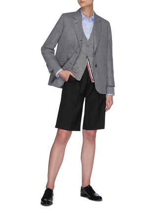 Figure View - Click To Enlarge - THOM BROWNE  - Back Tricolour Stripe Patch Pocket Wool Cashmere Blend Blazer