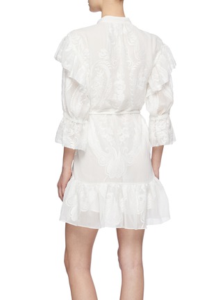 Back View - Click To Enlarge - ALICE & OLIVIA - 'Teddy' belted lace panel ruffle dress