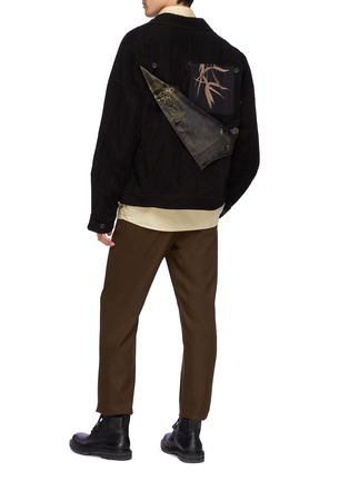 Figure View - Click To Enlarge - ZIGGY CHEN - Detachable Back Bamboo Graphic Patchwork Cropped Corduroy Worker Jacket
