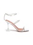 Main View - Click To Enlarge - AMINA MUADDI - Gilda Glass' Crystal Embellished PVC Heeled Sandals