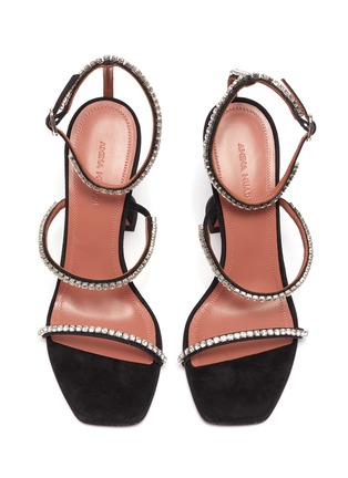 Detail View - Click To Enlarge - AMINA MUADDI - 'Gilda' crystal strap heeled sandals