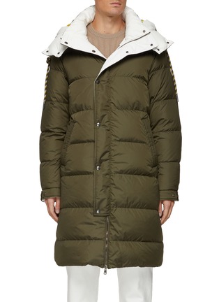 Main View - Click To Enlarge - MONCLER - REVERSIBLE HAREL CONTRASTING HOOD SNAP BUTTON LONG PARKA PUFFER COAT