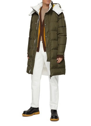 Figure View - Click To Enlarge - MONCLER - REVERSIBLE HAREL CONTRASTING HOOD SNAP BUTTON LONG PARKA PUFFER COAT