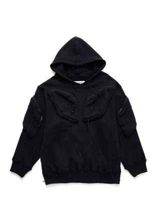 Figure View - Click To Enlarge - SMFK - Front Cargo Pocket Drawstring Hoodie
