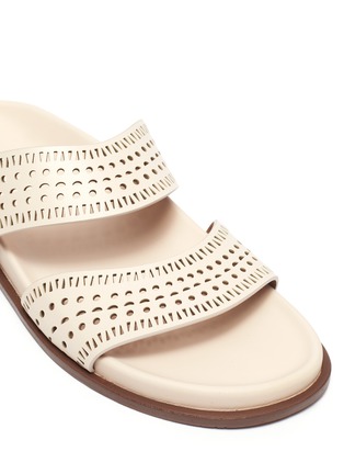 Detail View - Click To Enlarge - ALAÏA - Vienne Perforated Calf Leather Footbed Slide Flats