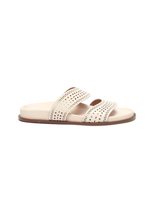 Main View - Click To Enlarge - ALAÏA - Vienne Perforated Calf Leather Footbed Slide Flats