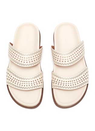 Figure View - Click To Enlarge - ALAÏA - Vienne Perforated Calf Leather Footbed Slide Flats