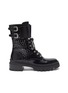 Main View - Click To Enlarge - ALAÏA - Vienne Perforated Spazzolato Calf Leather Flat Combat Boots