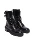 Figure View - Click To Enlarge - ALAÏA - Vienne Perforated Spazzolato Calf Leather Flat Combat Boots