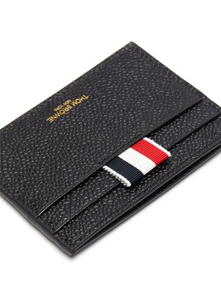 Detail View - Click To Enlarge - THOM BROWNE  - Tricolour Tab Pebble Grain Leather Card Case